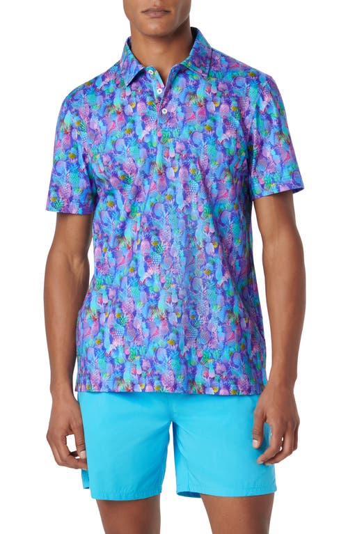 Bugatchi Victor OoohCotton Pineapple Print Polo Classic Blue at Nordstrom,