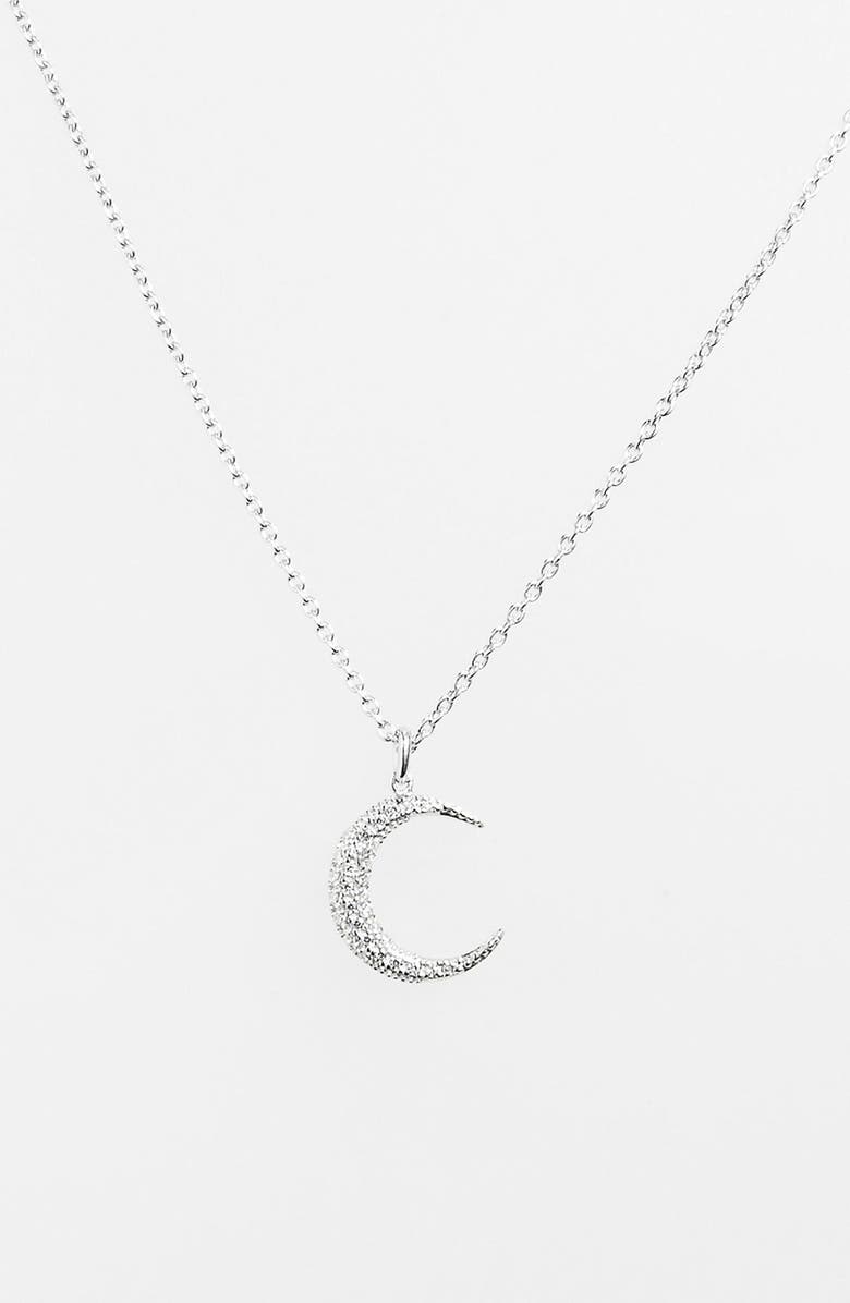 Sugar Bean Jewelry Pavé Crescent Pendant Necklace | Nordstrom