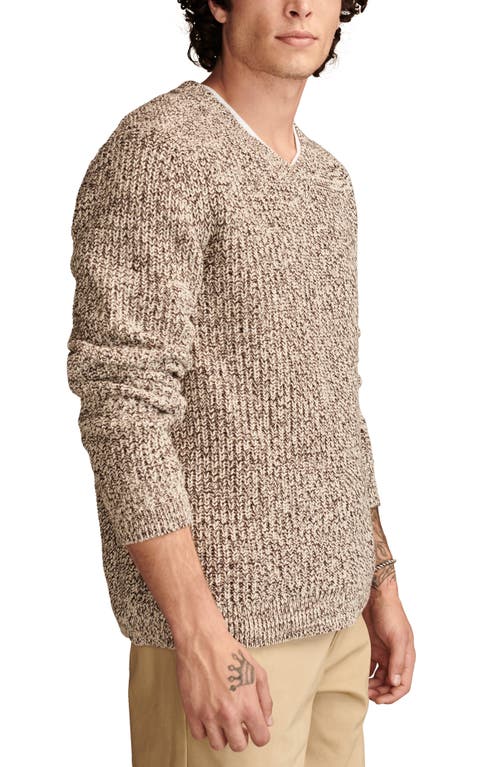 Shop Lucky Brand Easy Marl V-neck Sweater In Oat Milk Marl