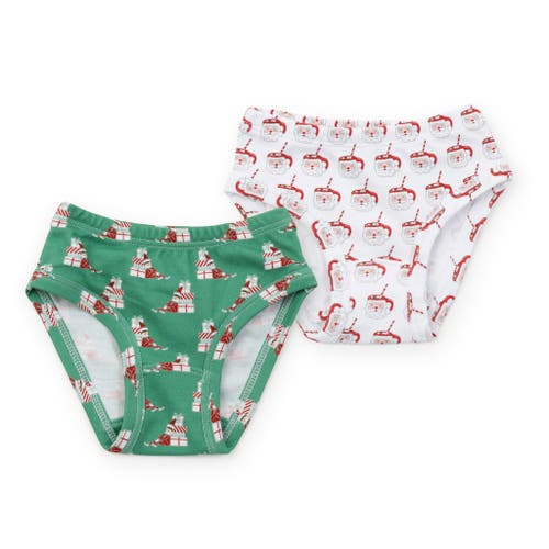 Shop Lila And Hayes Lauren Girls' Underwear Set In Hot Cocoa Santa/santa's Helper