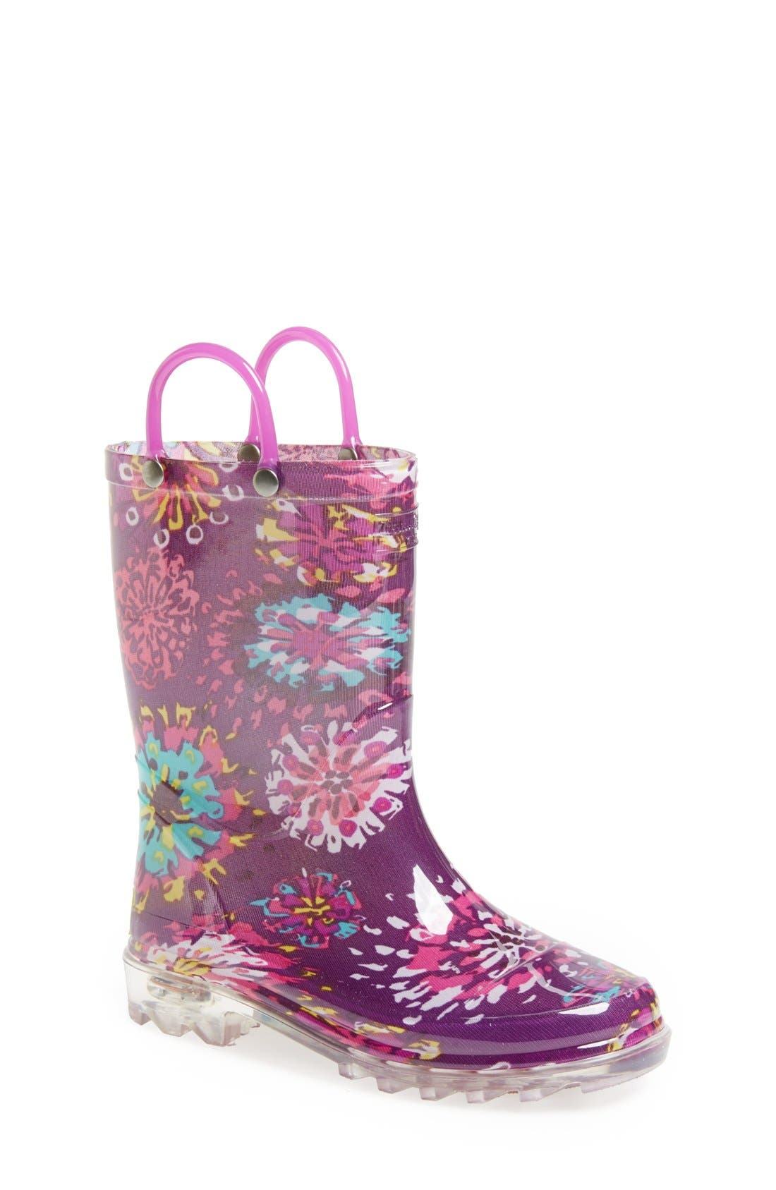 Western Chief 'Abstract Blooms' LightUp Rain Boot (Toddler & Little