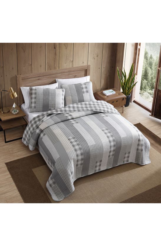 Eddie Bauer Fairview Cotton Quilt 3-piece Set In Grey
