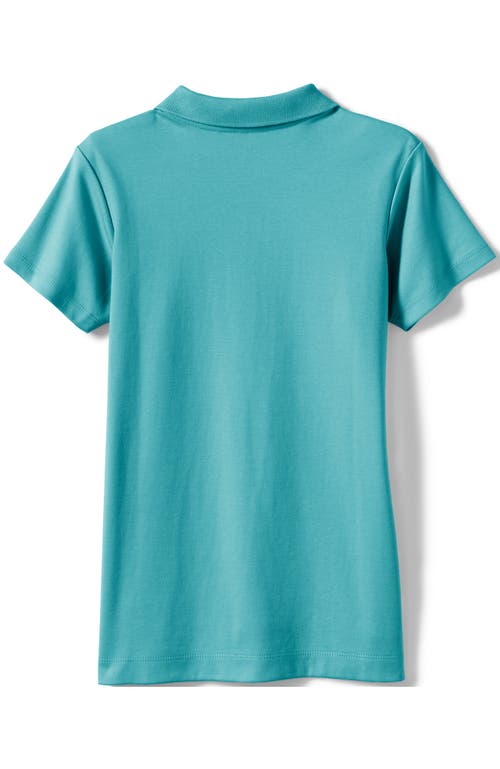 Shop Lands' End School Uniform Girls Short Sleeve Feminine Fit Interlock Polo Shirt In Teal Breeze