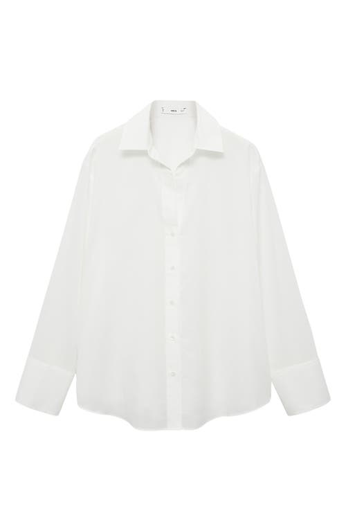 Shop Mango Lightweight Cotton Button-up Shirt In White