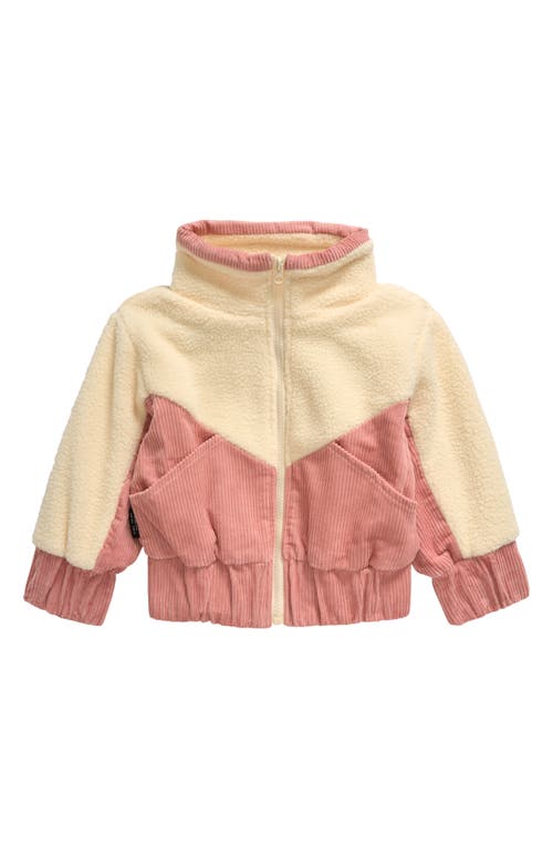 TINY TRIBE Kids' Corduroy & Fleece Zip-Up Bomber Jacket in Pink Multi 