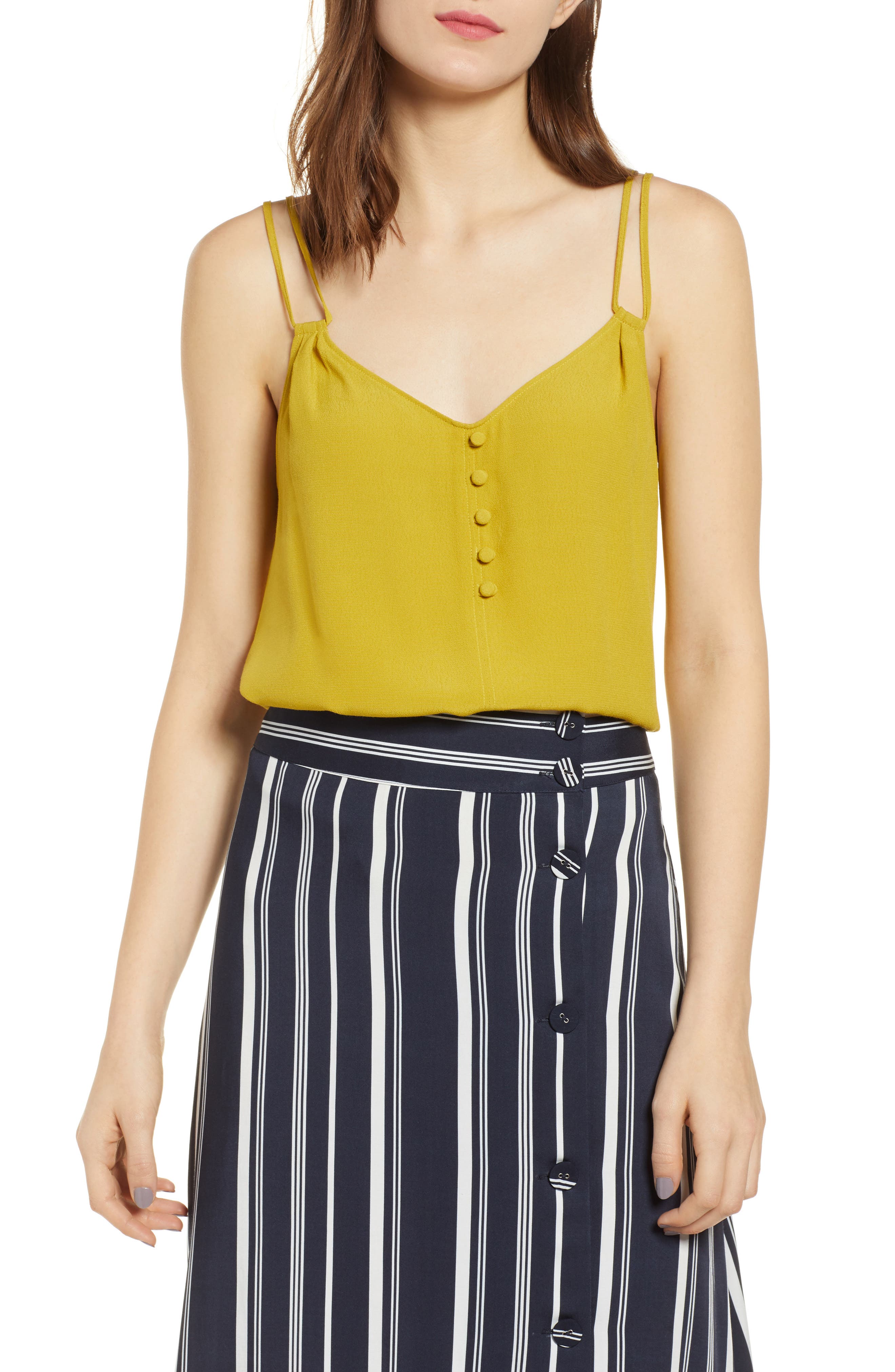Chelsea28 Double Strap Button Detail Camisole, Green