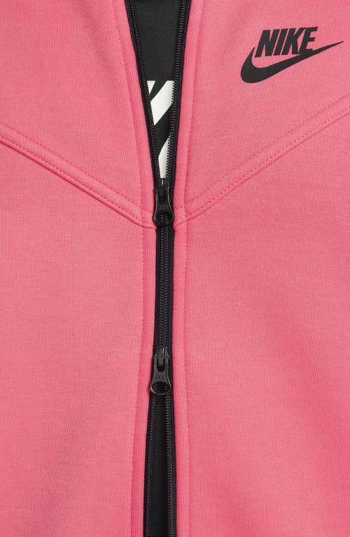 Shop Nike Kids' Tech Fleece Full Zip Hoodie In Aster Pink/black/black