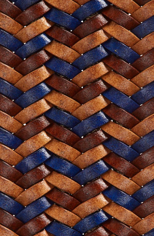 Torino Braided Leather Belt In Tan/blue/saddle