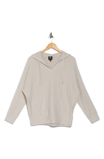 Bobeau Soft Rib Knit Hoodie In Egret