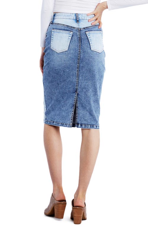 Hint Of Blu Pieced Midi Denim Skirt In Country Blue