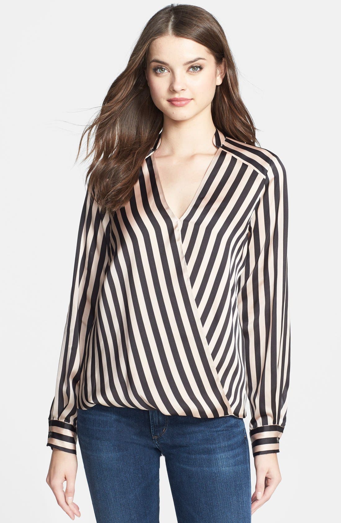 Vince Camuto 'Dorm Stripe' Faux Wrap Blouse | Nordstrom