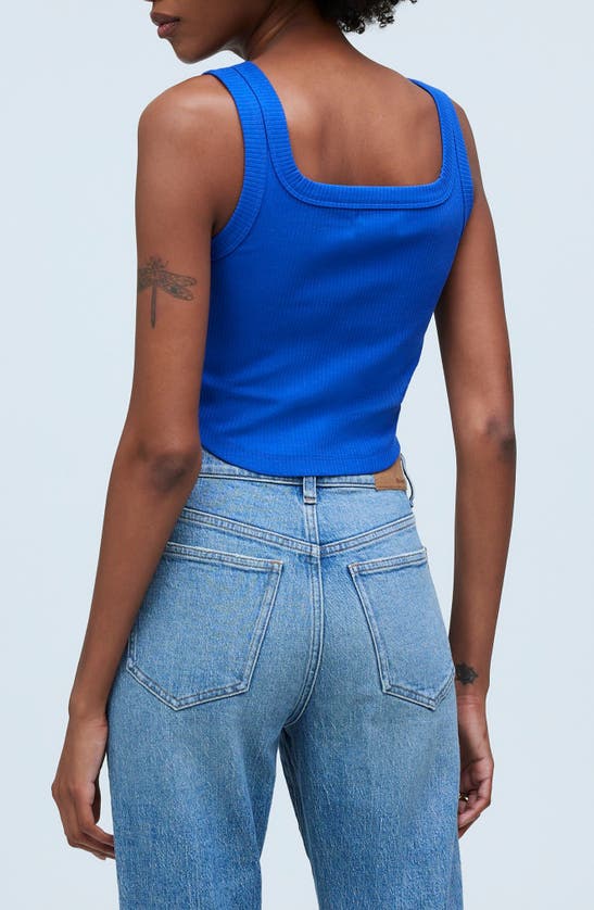Shop Madewell The Tailored Sleekhold Crop Tank In Pure Blue
