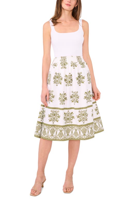 Shop Halogen ® Embroidery Print Midi Skirt In White/olive Branch