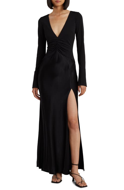 Bec & Bridge Mya Ruched Long Sleeve Maxi Dress in Black