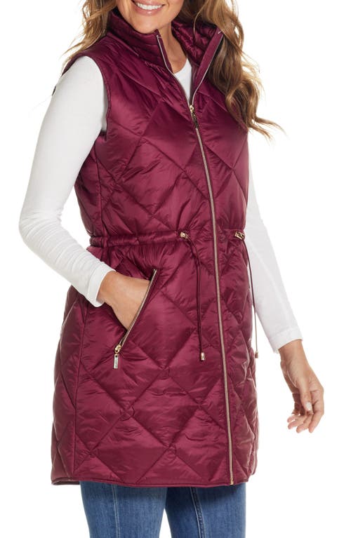 Diamond Quilted Puffer Vest in Burgundy