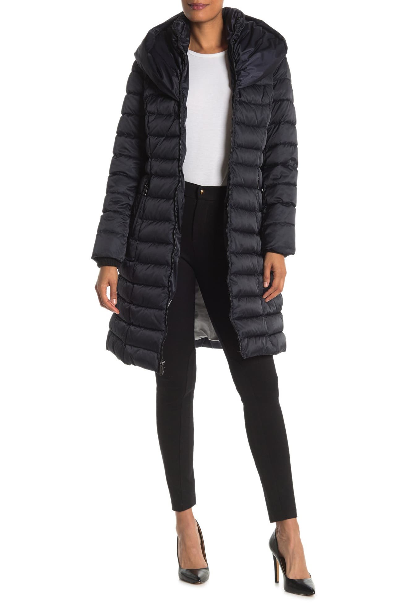 Laundry By Shelli Segal Faux Fur Pocket Lined Quilted Puffer Coat