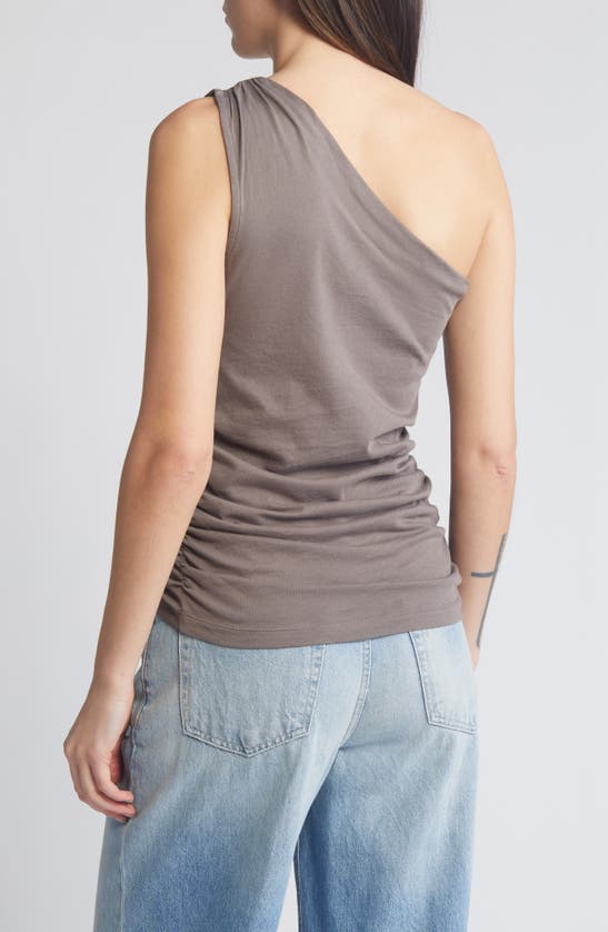 Shop Closed One-shoulder Organic Cotton Tank Top In Stromboli Grey