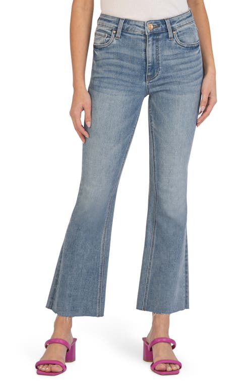 KUT from the Kloth Kelsey High Waist Raw Hem Ankle Flare Jeans in Comprehensive