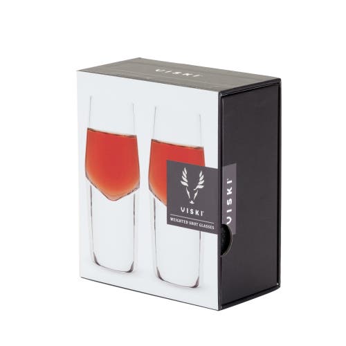 Viski Raye Set Of 2 Heavyweight Crystal Shot Glasses In Clear