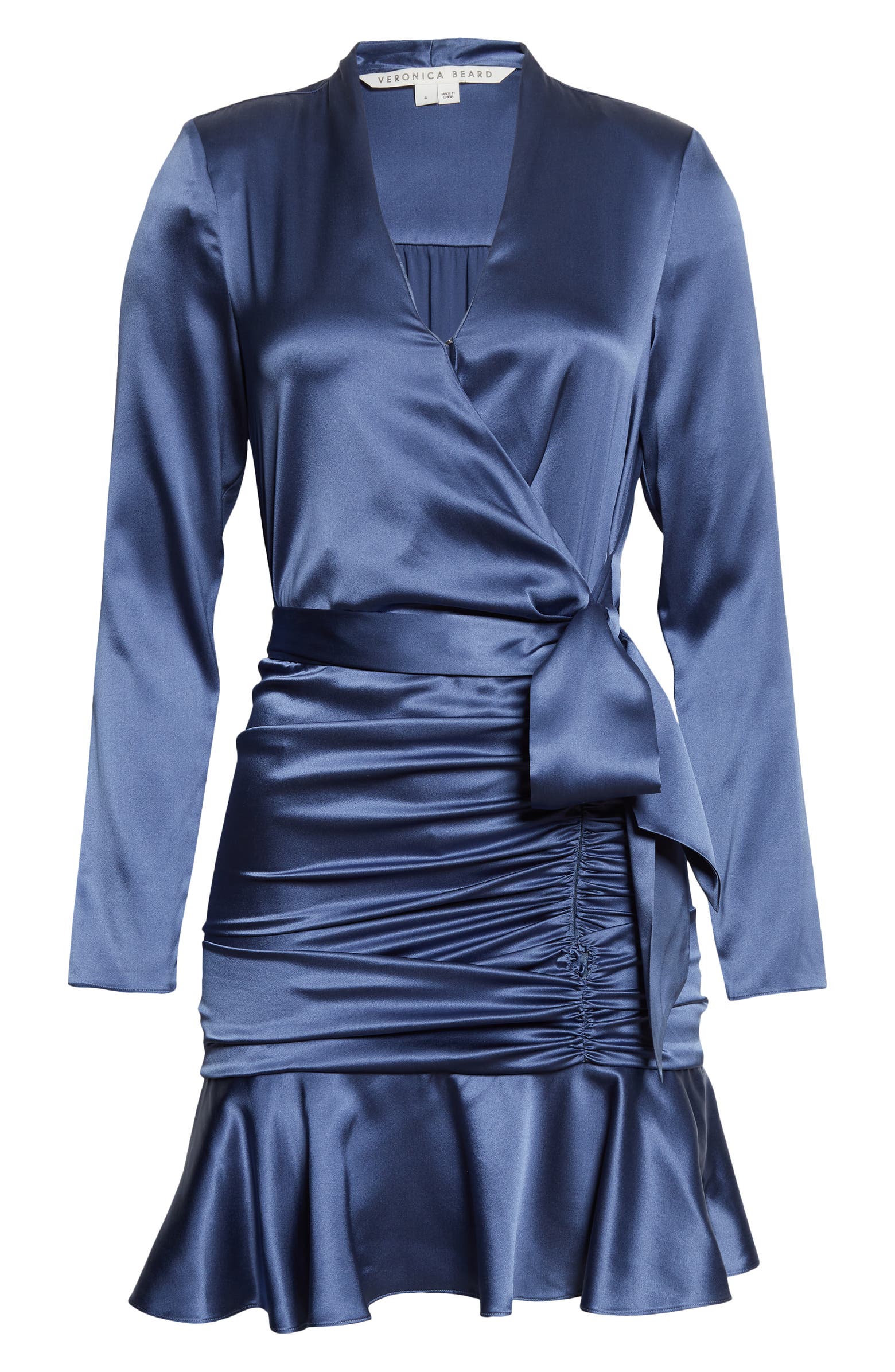 Veronica Beard Agatha Ruched Long Sleeve Stretch Silk Dress | Nordstrom