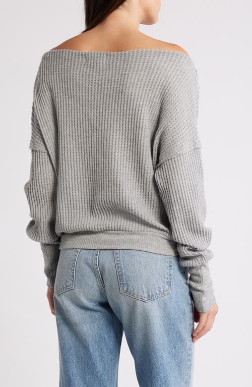 Shop Treasure & Bond Off The Shoulder Thermal Knit Top In Grey Heather