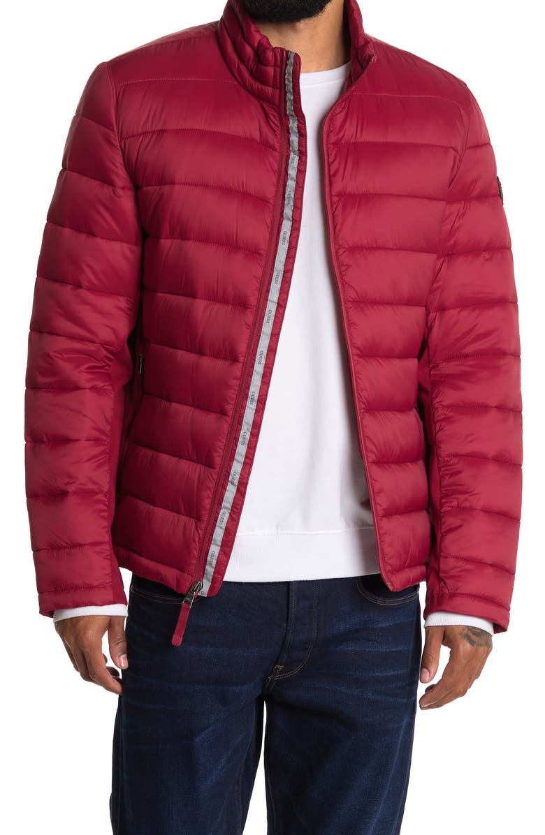 GUESS Packable Quilted Zip Jacket, Main, color, RED