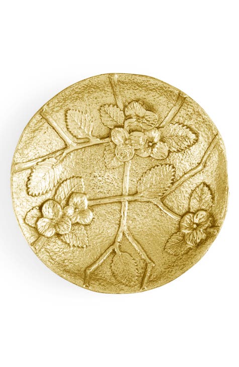 Hydrangea Gold-Tone Plate Decor