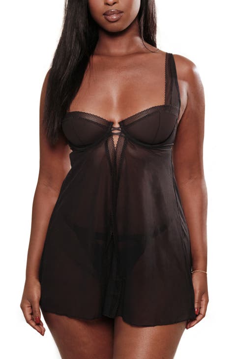 Honeymoon lingerie- sheer black lace chemise from Nordstrom