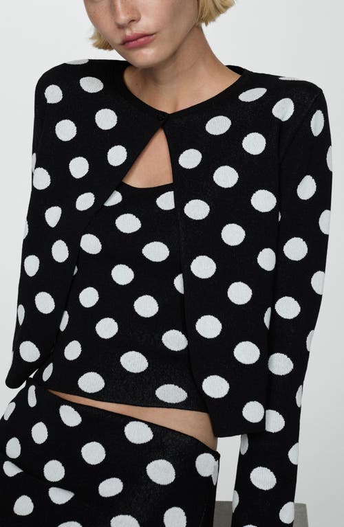 Shop Mango Polka Dot Cardigan In Black