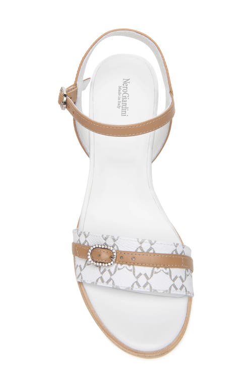 Shop Nerogiardini City Logo Ankle Strap Sandal In White