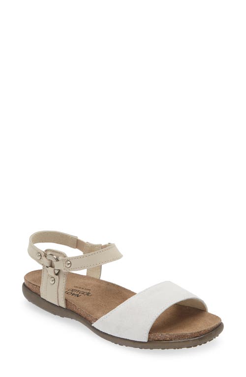 Naot Sabrina Sandal In White Suede/ivory Leather