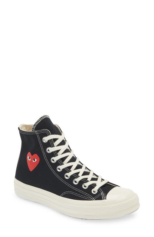 Comme Des Garçons Play Canvas Converse Sneakers Collaboration In Black