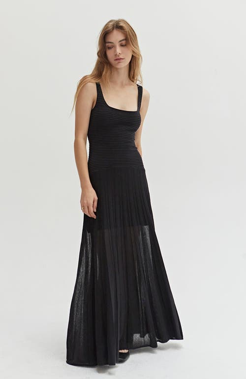 Shop Crescent Mixed Media Knit Maxi Dress In Black