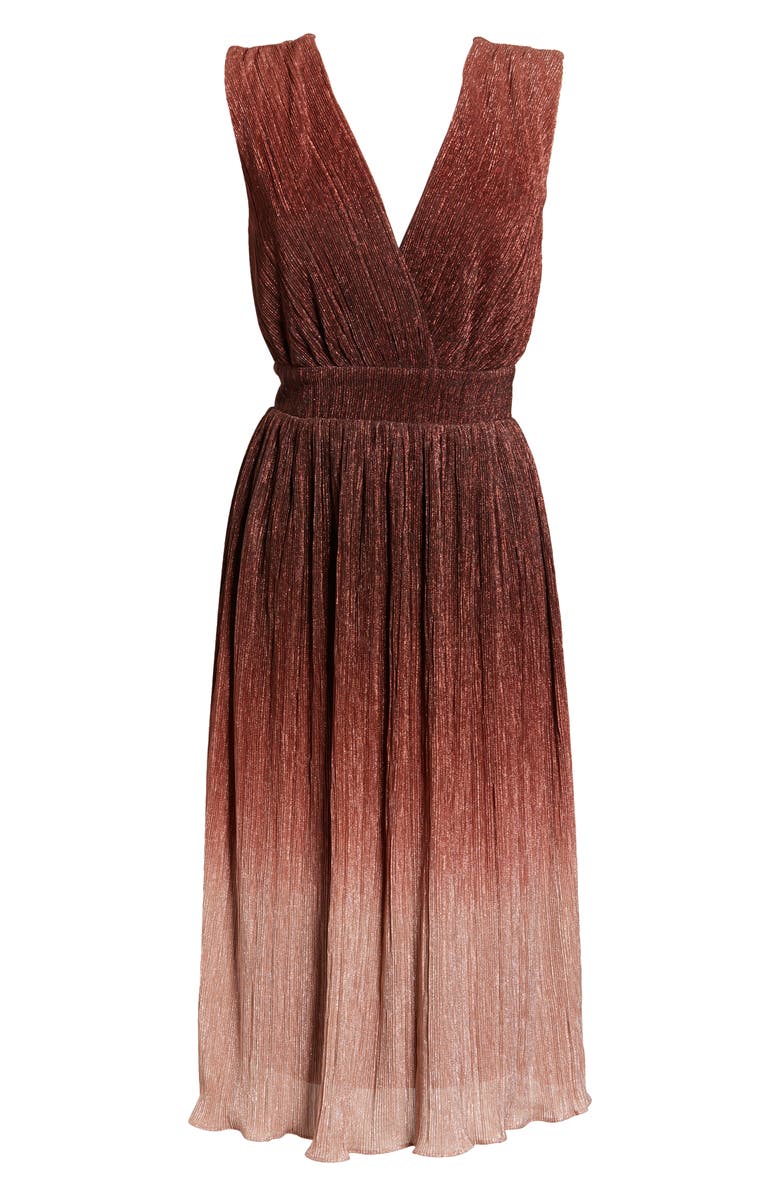 Dress the Population Ellery Shimmer Ombré Midi Cocktail Dress, Alternate, color, Burgundy Multi