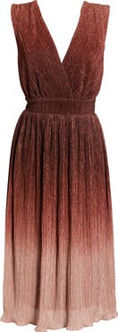 Dress the Population Ellery Shimmer Ombré Midi Cocktail Dress