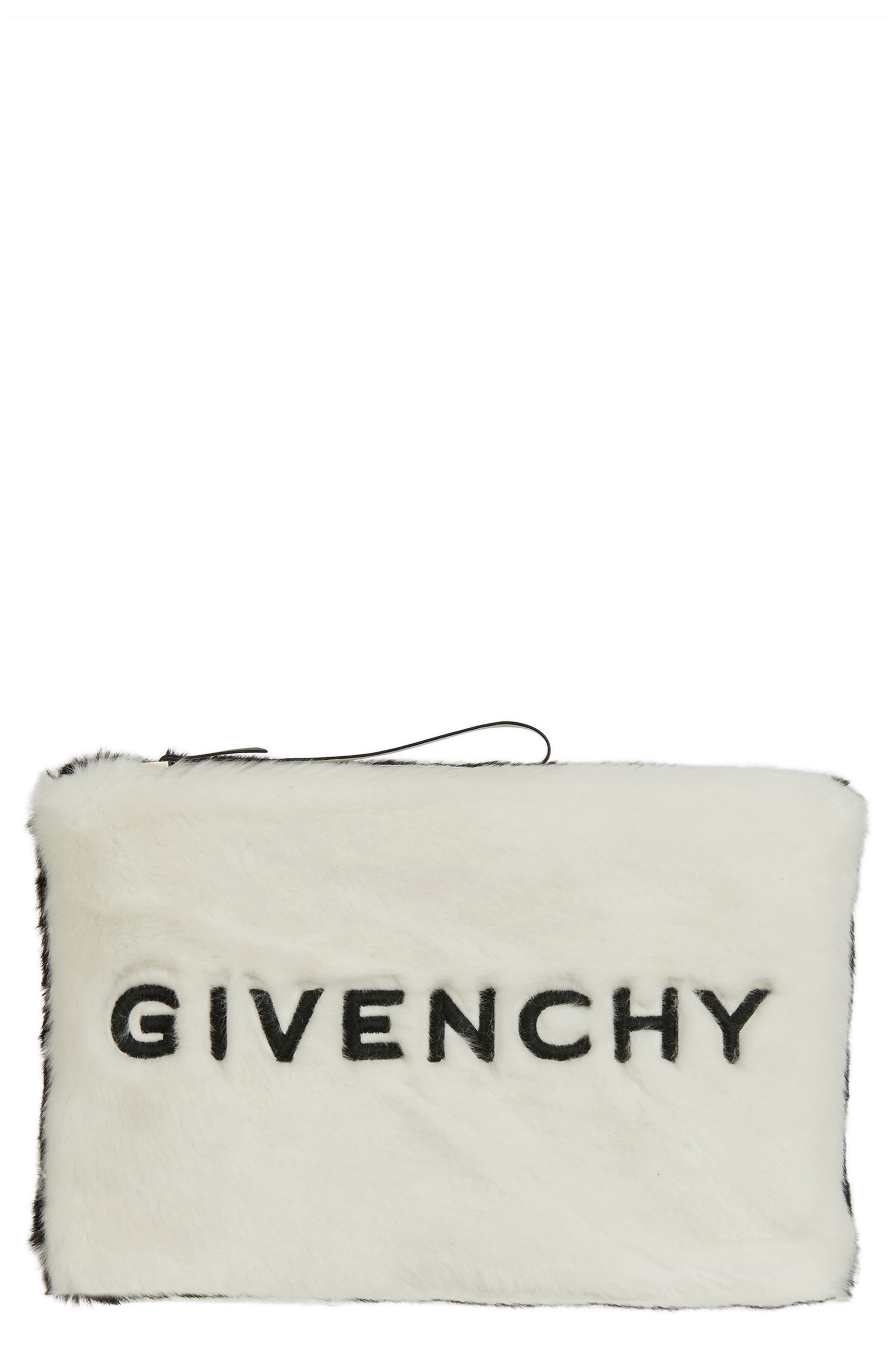 Givenchy Logo Faux Fur Clutch | Nordstrom