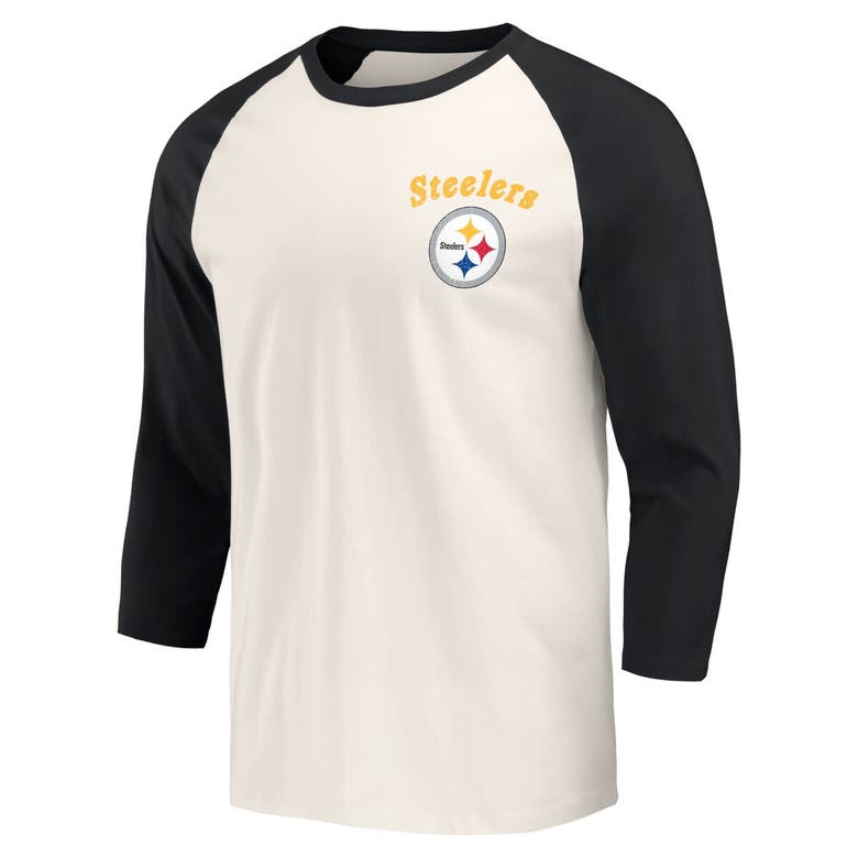 Shop Darius Rucker Collection By Fanatics Black/white Pittsburgh Steelers Raglan 3/4 Sleeve T-shirt