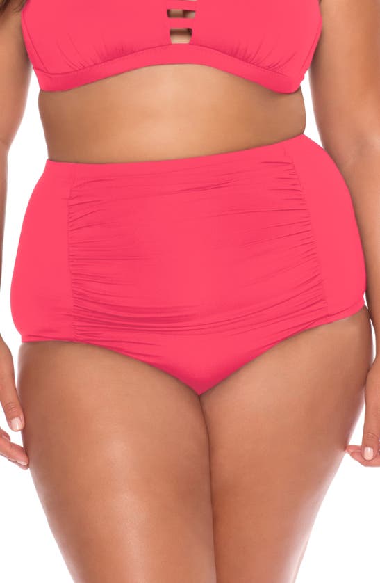 Becca High Waist Bikini Bottoms In Geranium