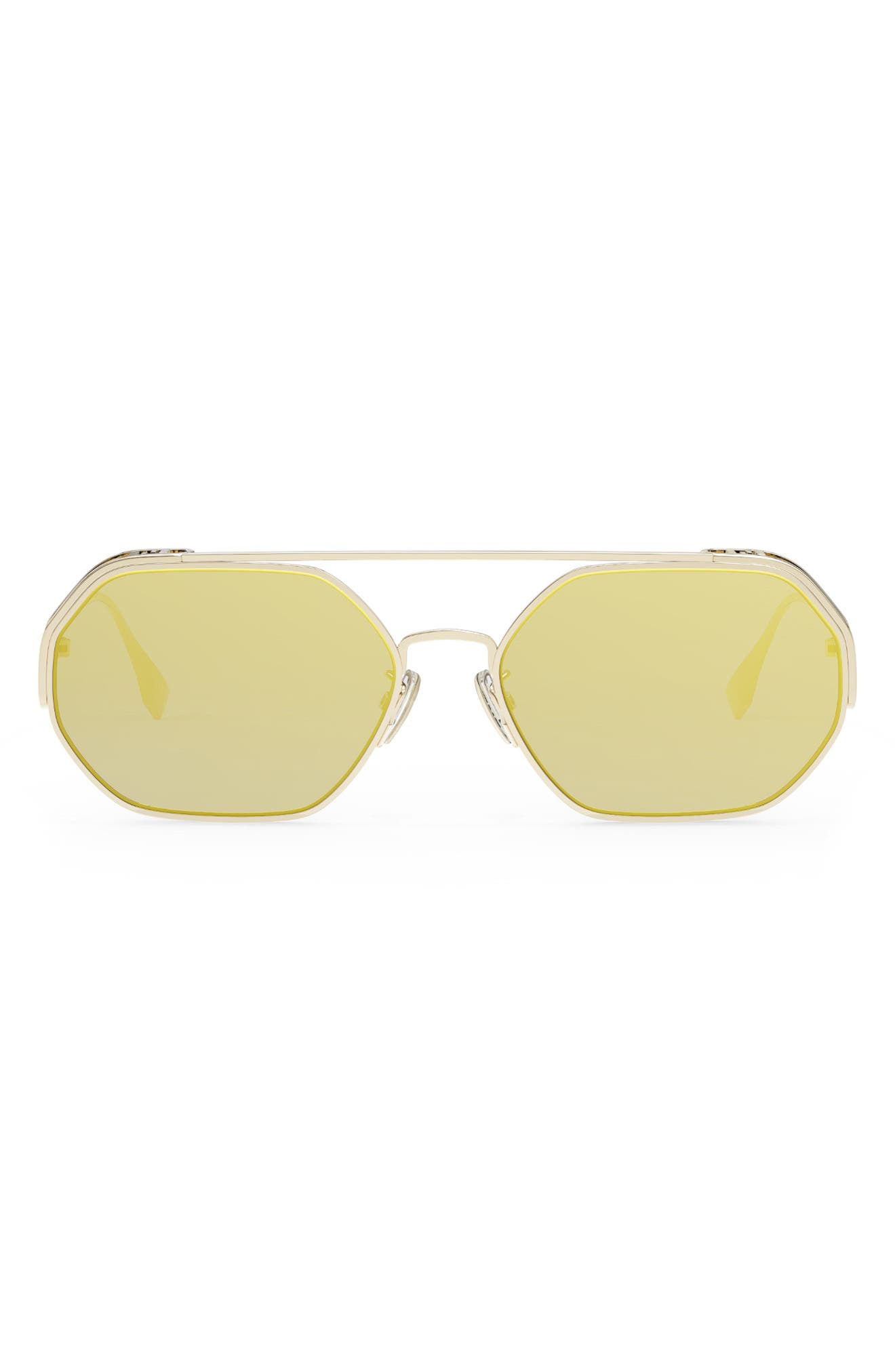 Fendi O'Lock 57mm Mirrored Geometric Sunglasses in Shiny Gold Dh /Roviex Mirror
