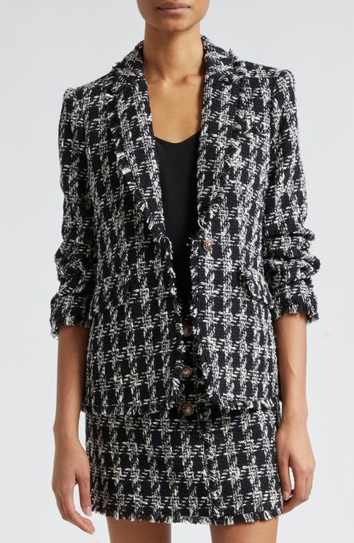 Shop Cinq À Sept Khloe Bouclé Tweed Blazer In Black/ivory