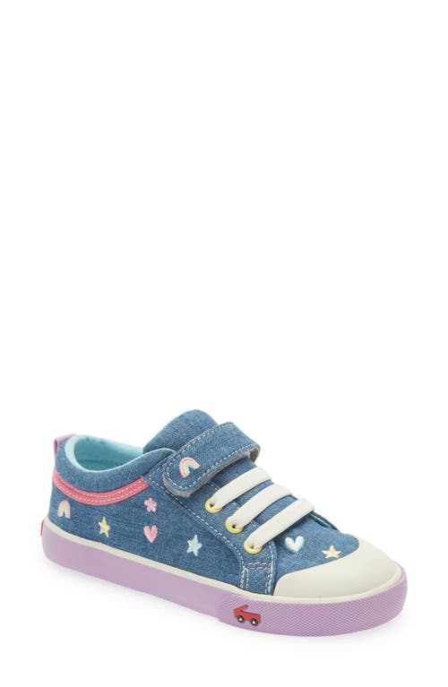 See Kai Run Kristin Embroidered Sneaker In Chambray/happy