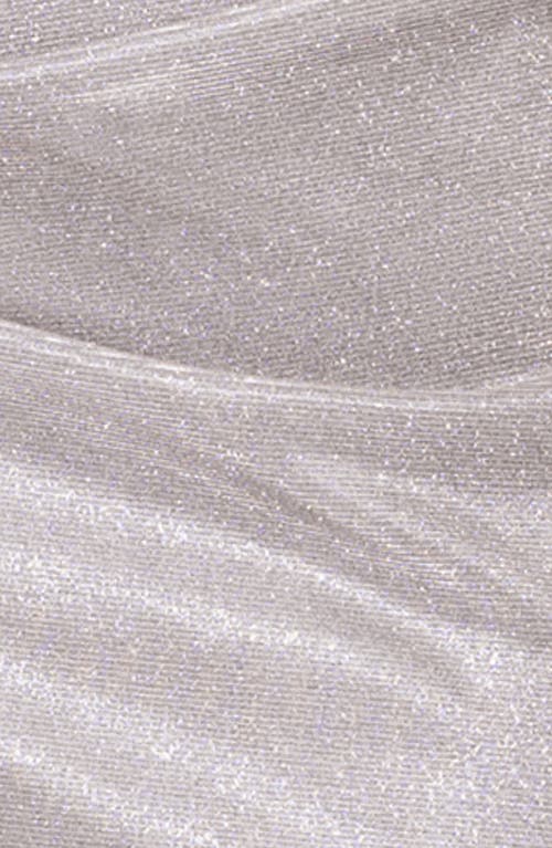 Shop Betsy & Adam Drape Metallic Gown In Taupe/silver