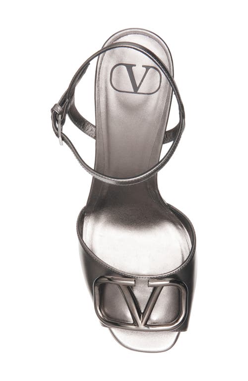 Valentino Vlogo Signature Leather Platform Sandals In 113 Antracite