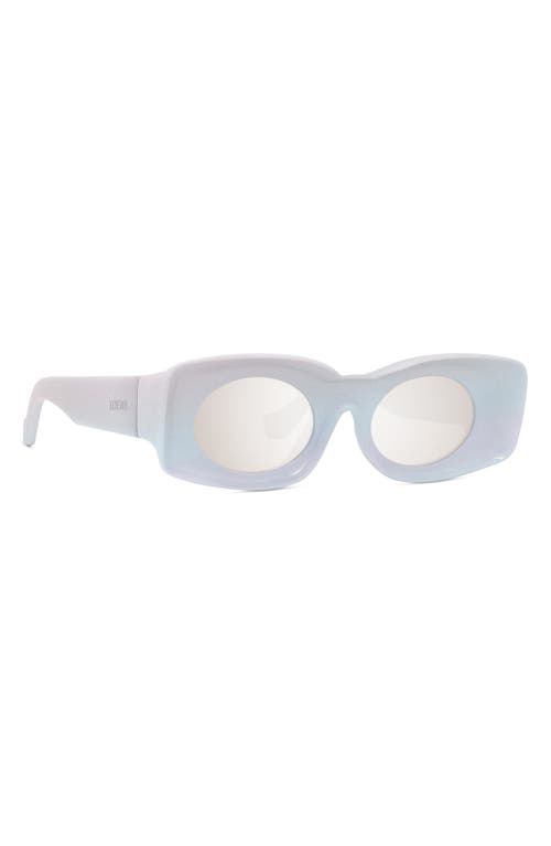 Shop Loewe X Paula's Ibiza 49mm Mirrored Oval Sunglasses In White/other/smoke Mirror