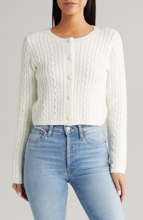Crop Cable Cardigan in Ivory