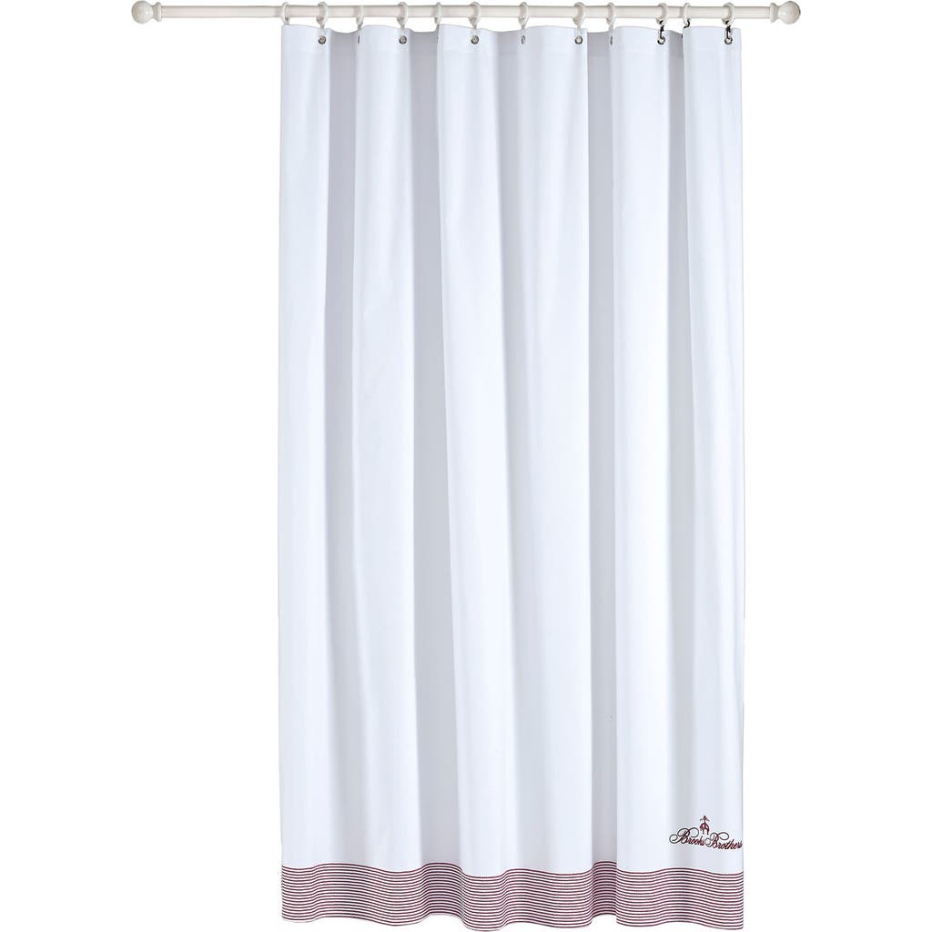 Brooks Brothers Rope Stripe Border Shower Curtain In Scarlet Sage