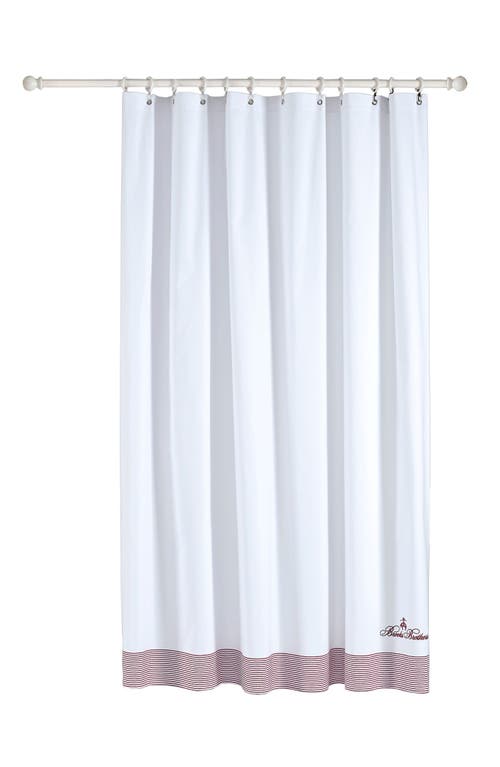 Brooks Brothers Rope Stripe Border Shower Curtain In Scarlet Sage