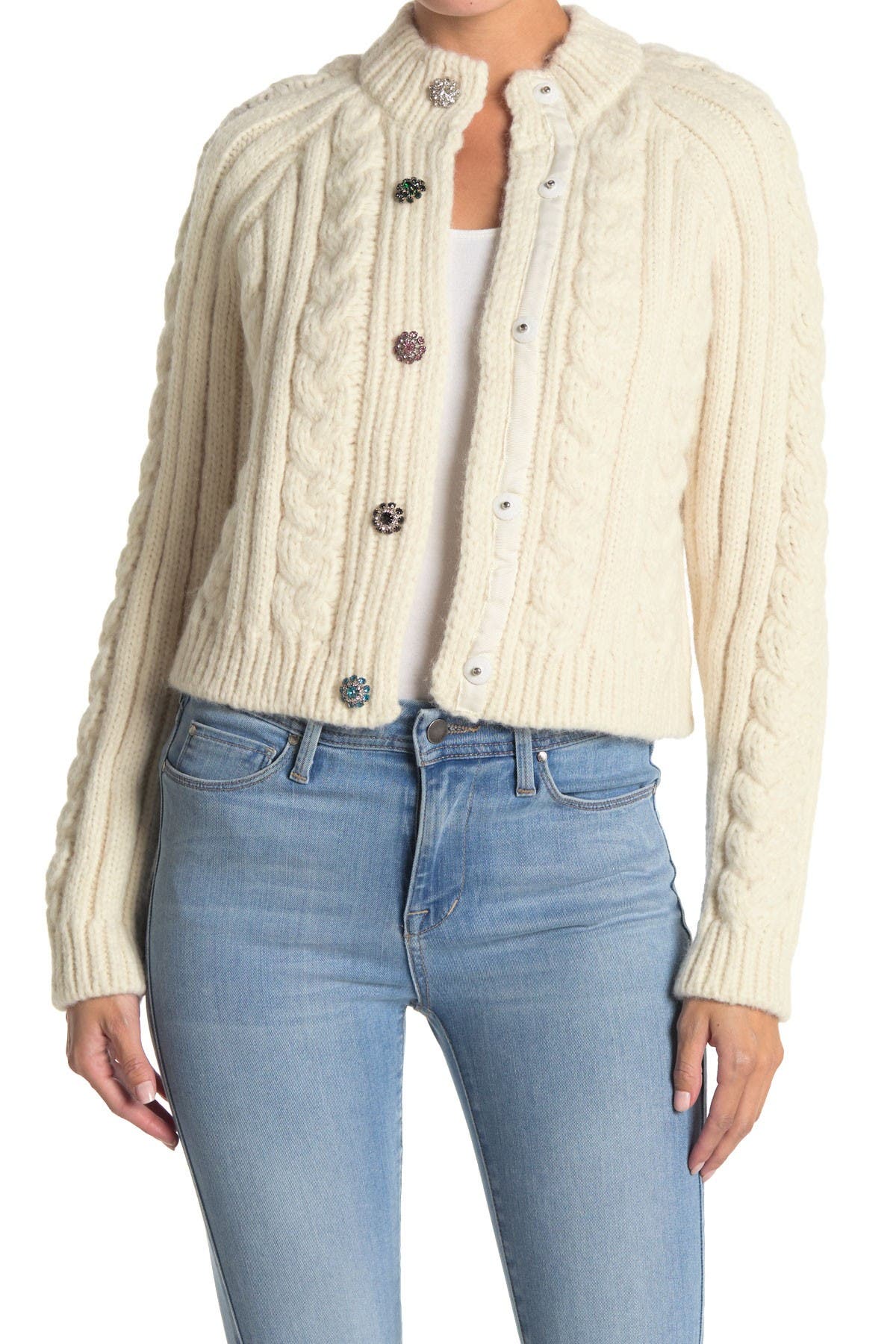 ganni cable knit cardigan