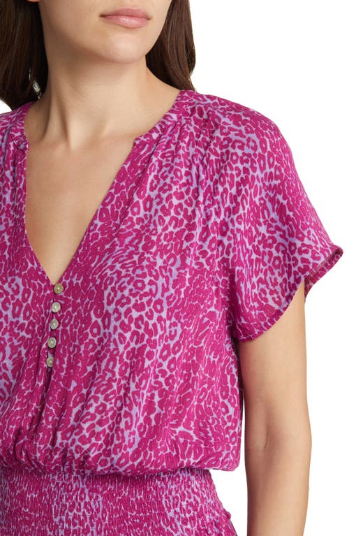 Rails Karla Leopard Print Tiered Dress In Magenta Cheetah