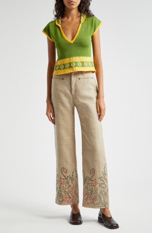 Bode Wellfleet Cotton Jacquard Polo Sweater In Green